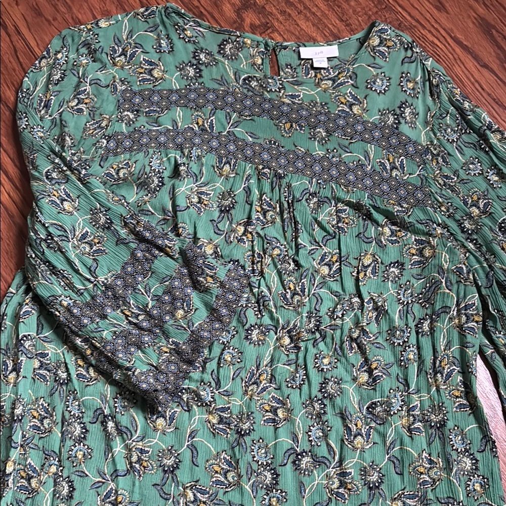 J Jill Floral Green Top